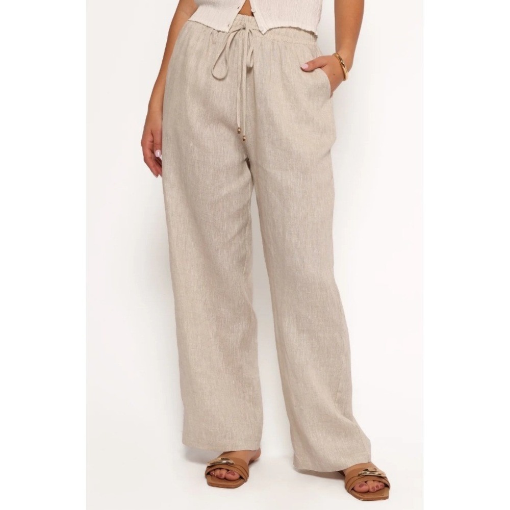 PETAL & PUP Wren Pant 100% Linen Beige Women‎ Size Small Casual Summer Everyday